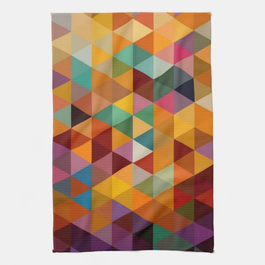 ヴィンテージの三角形パターン背景 キッチンタオル (縦)