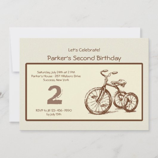 ヴィンテージの三輪車の招待状 招待状 (正面)