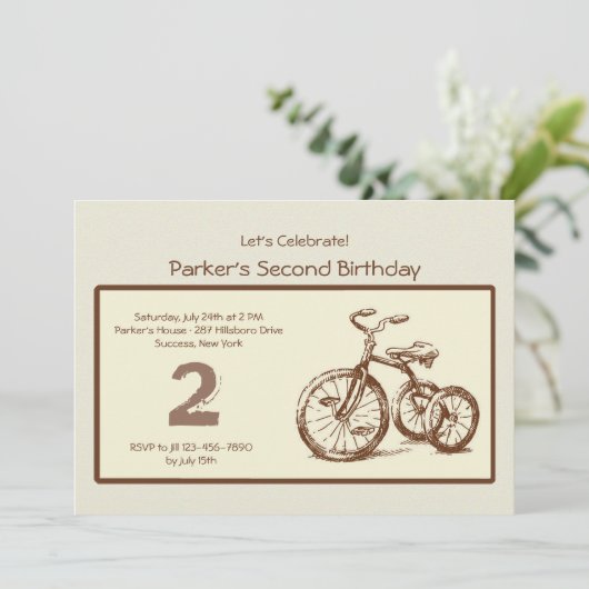 ヴィンテージの三輪車の招待状 招待状 (スタンド正面)