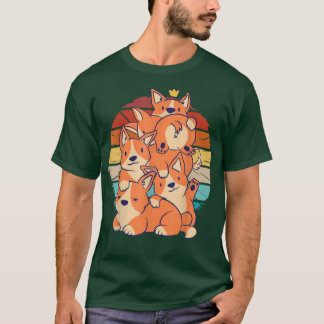 ヴィンテージの上の可愛いコルギ犬Corgi Tシャツ