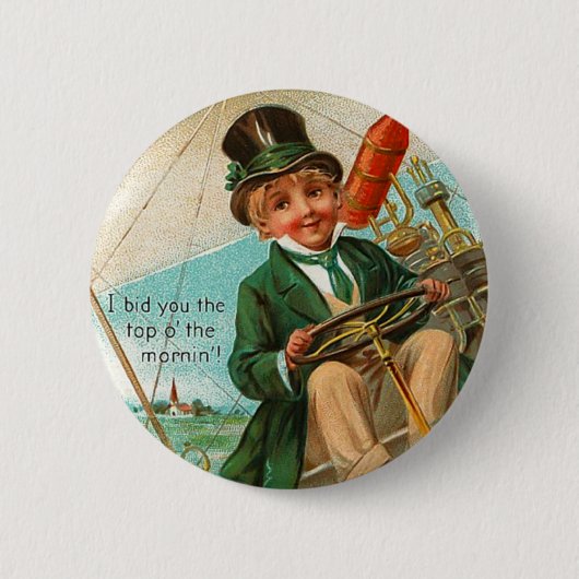 ヴィンテージの上のo朝ボタン 缶バッジ (正面)