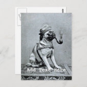 ヴィンテージの上品なパグの写真 ポストカード (正面/裏面)