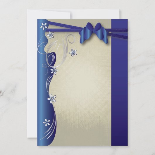 ヴィンテージの上品な曲線のデザイン|のサファイアおよび銀 招待状 (裏面)