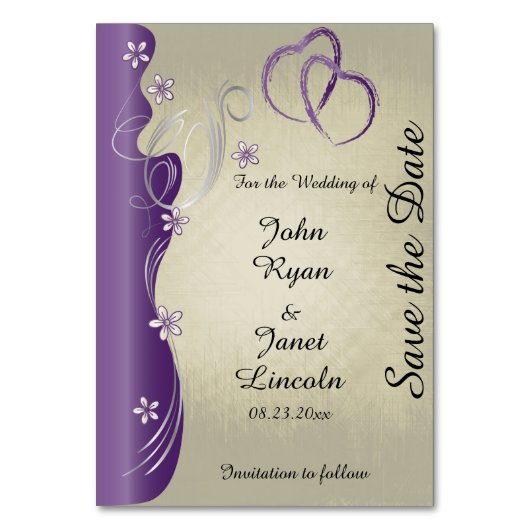 ヴィンテージの上品な曲線のデザイン|の紫色の紫色 テーブルナンバー (正面)