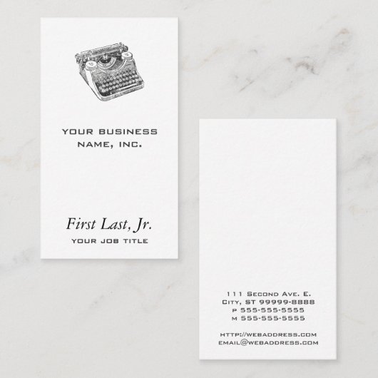 ヴィンテージの下草の動揺してなタイプライター 名刺 (正面/裏面)