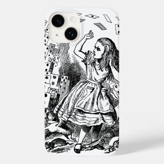 ヴィンテージの不思議の国のアリス、飛び回るトランプ Case-Mate iPhoneケース (裏面)