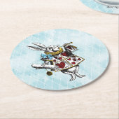 ヴィンテージの不思議の国のウサギのイラストレーション ラウンドペーパーコースター (アングル)