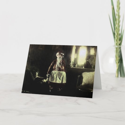 ヴィンテージの不気味なサンタクリスマスカード シーズンカード (正面)