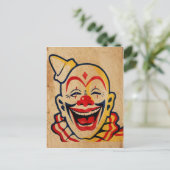ヴィンテージの不気味なピエロの顔 ポストカード (スタンド正面)