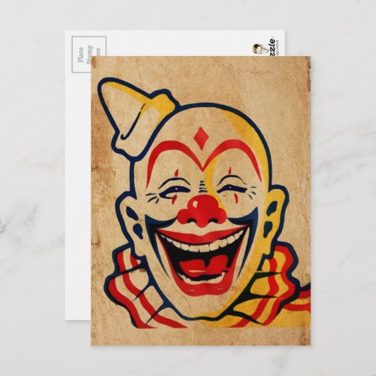 ヴィンテージの不気味なピエロの顔 ポストカード (正面/裏面)