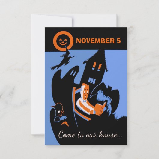 ヴィンテージの不気味なミステリーパーティーのカスタムの文字 招待状 (正面)