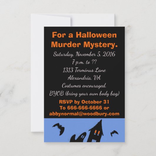 ヴィンテージの不気味なミステリーパーティーのカスタムの文字 招待状 (裏面)