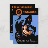 ヴィンテージの不気味なミステリーパーティーのカスタムの文字 招待状 (正面/裏面)