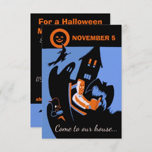 ヴィンテージの不気味なミステリーパーティーのカスタムの文字 招待状 (正面/裏面)