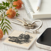 ヴィンテージの不道徳なイノシシwのきばのテンプレート キーホルダー (正面右)