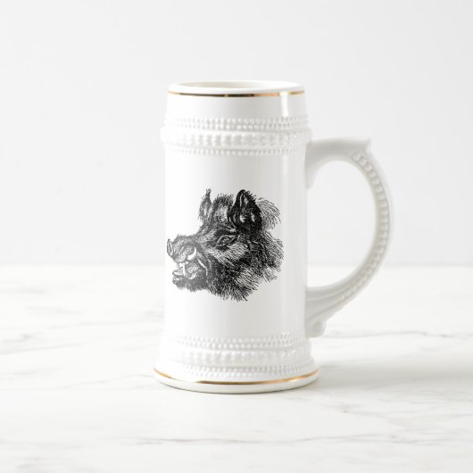 ヴィンテージの不道徳なイノシシwのきばのテンプレート ビールジョッキ (右)
