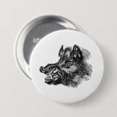 ヴィンテージの不道徳なイノシシwのきばのテンプレート 缶バッジ (正面&裏面)