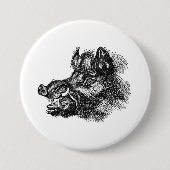 ヴィンテージの不道徳なイノシシwのきばのテンプレート 缶バッジ (正面)