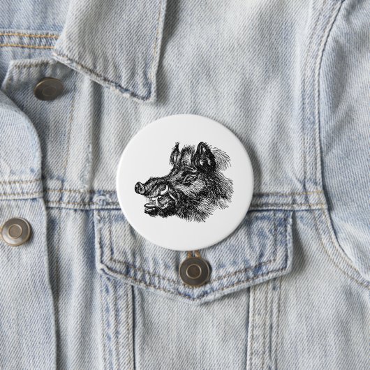 ヴィンテージの不道徳なイノシシwのきばのテンプレート 缶バッジ (インサイチュ)