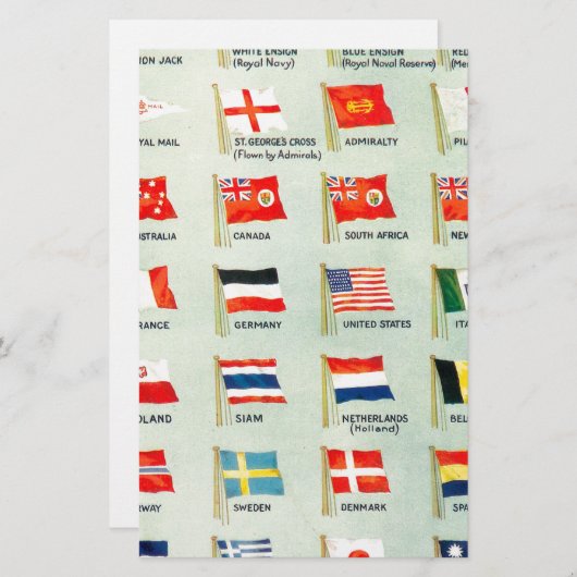 ヴィンテージの世界の国旗 便箋 (正面/裏面)
