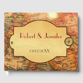 ヴィンテージの世界の旅行をテーマ結婚にした ゲストブック (正面)