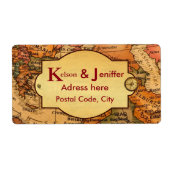 ヴィンテージの世界の旅行をテーマ結婚にした ラベル (正面)