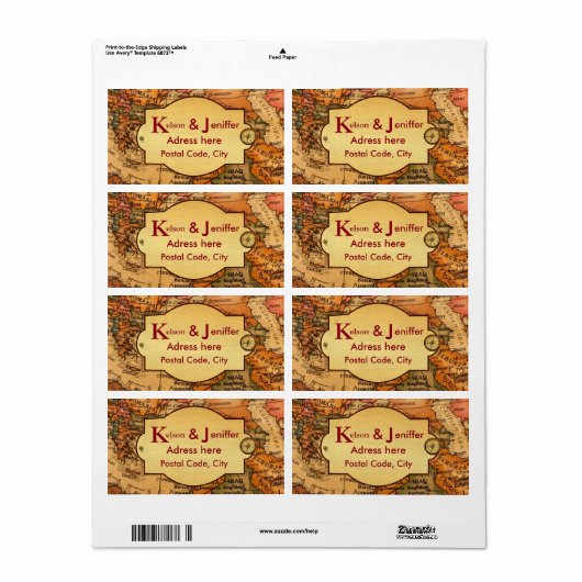 ヴィンテージの世界の旅行をテーマ結婚にした ラベル (フルシート)