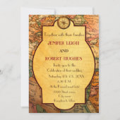 ヴィンテージの世界の旅行をテーマ結婚にした 招待状 (正面)