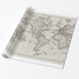 ヴィンテージの世界の電線地図(1855年) ラッピングペーパー