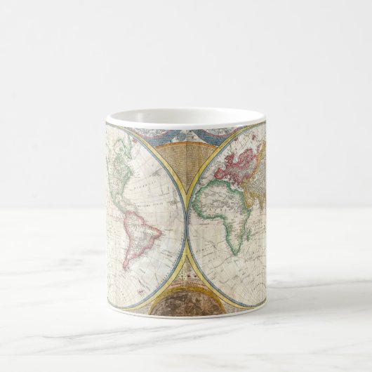 ヴィンテージの世界地図および絶妙な天文学の図表 コーヒーマグカップ (中央)