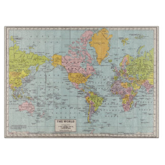 ヴィンテージの世界地図のまな板 カッティングボード
