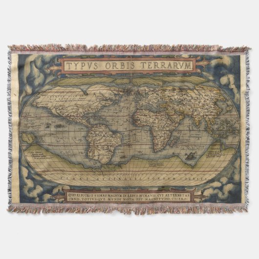 ヴィンテージの世界地図のアンティークの地図書 スローブランケット (正面)