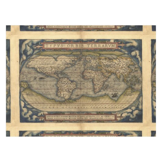 ヴィンテージの世界地図のアンティークの地図書 テーブルクロス (正面(横))