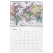 ヴィンテージの世界地図のカレンダー カレンダー (2月 2026)