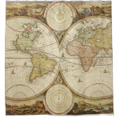 ヴィンテージの世界地図のシャワー・カーテン シャワーカーテン (正面)