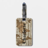 ヴィンテージの世界地図の世界の旅行者及び名前 ラゲッジタグ (裏面縦)