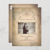 ヴィンテージの世界地図の写真の保存日付 案内ポストカード (正面/裏面)