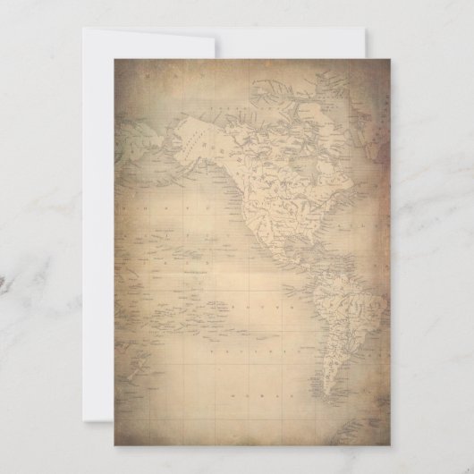 ヴィンテージの世界地図の古い写真の誕生日 招待状 (裏面)