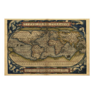 ヴィンテージの世界地図の地図のプリント ポスター