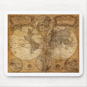 ヴィンテージの世界地図の地図書 マウスパッド