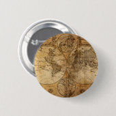 ヴィンテージの世界地図の地図書 缶バッジ (正面&裏面)