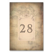 ヴィンテージの世界地図の結婚式 テーブルナンバー (裏面)