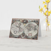 ヴィンテージの世界地図カード カード (黄色い花)