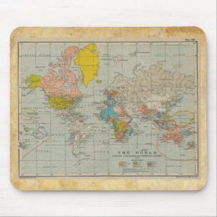 ヴィンテージの世界地図1910年 マウスパッド