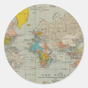 ヴィンテージの世界地図1910年 ラウンドシール