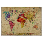 ヴィンテージの世界地図 カッティングボード (正面)