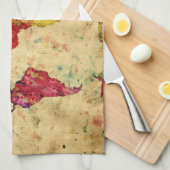 ヴィンテージの世界地図 キッチンタオル (四つ折り)