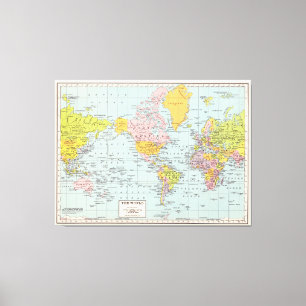 ヴィンテージの世界地図 キャンバスプリント