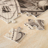 ヴィンテージの世界地図 ジグソーパズル (側面)