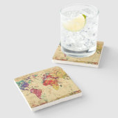 ヴィンテージの世界地図 ストーンコースター (横)